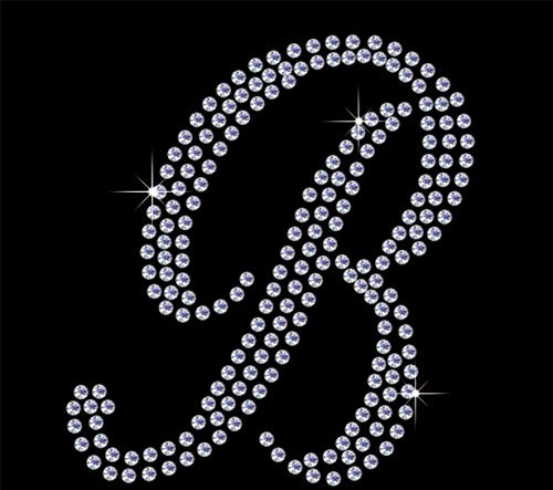 TShirt Showroom 4 Fancy letter B Hotfix Rhinestone Diamante Iron on Transfer Motif Applique
