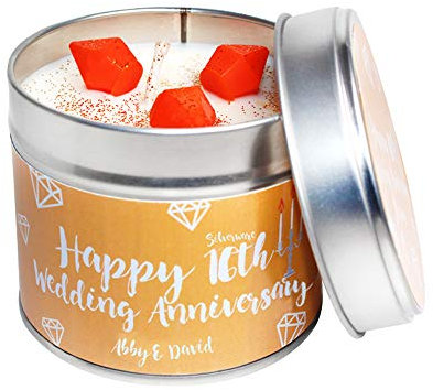 Personalised 16th Silverware Wedding Anniversary Candle Tin/SOYA Wax/Handmade to Order Daily