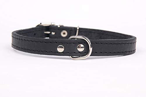 Exklusives,weiches Echt-Leder-Hunde-Halsband 908 2,0 cm breit x 55 cm, schwarz, Halsumfang 40-50 cm