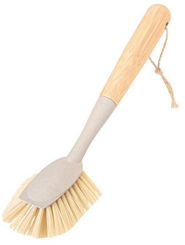 VIGAR Zeroline | Oblong Dish Brush Wood-Sustainable Products for Tableware, lightgrey, Klein