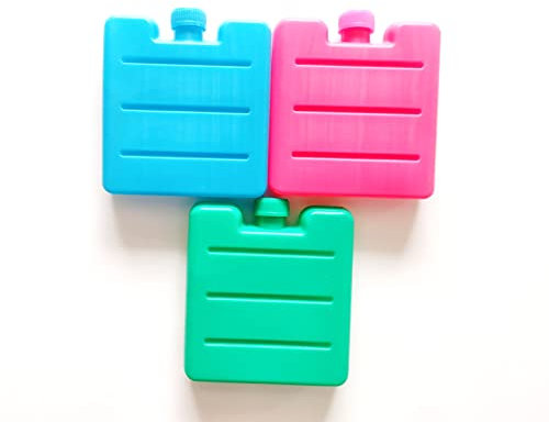 WHITE BERRY Set of 3 Mini Ice Brick Pack Blocks Reusable Fast Freeze Water Filled Ice Cubes Freezer Cooler Bag Box Travel Picnic Garden Parties Summer Events Your Cocktail Set BBQ's or General Use