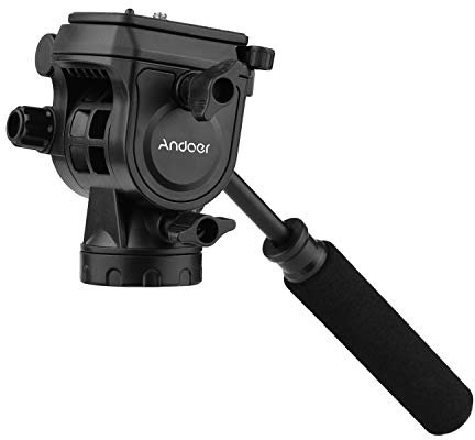 Andoer Tripod with 1/4-Inch and 3/8-Inch Screw, Fluid Head 360-Degree Hydraulic Head for Photography and Video, Tripod, Monopod, Slider, Digital SLR Camera, Camcorder