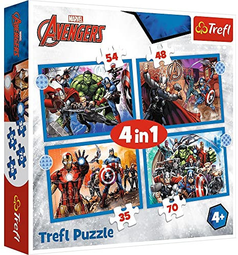 Trefl Marvel Avengers 4 in 1 Puzzle Set – 35, 48, 54 & 70 Pieces – Avengers Puzzles for Children – For Ages 4+