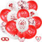 DPKOW 35pcs 40. Hochzeitstag Luftballons für Rubinhochzeit Dekorationen, Weiß Rot 40 Jubiläum Latexballons, Rot Konfetti Luftballons, 40. Hochzeitstag Deko für Paar Eltern