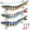 Angelköder Kunstköder Wobbler Swimbait Set 3STK Angelzubehör Multi Gelenkartigen Jerkbait zum Zander Barsch Forellen, Süßwasser Salzwasser mit 3 Metallfasen Leuchtenden Pailletten Köder