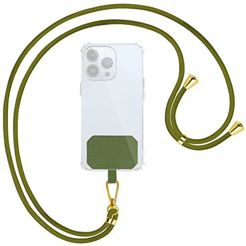 mtb more energy® Universal Handykette - Grün/Gold - kompatibel mit vielen Handyhüllen - hochwertiges Band Seil Kordel zum Umhängen