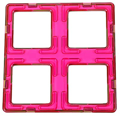 Jokooan Magnetische Bausteine für Kinder(Einzel), Magnetische Bausätze in verschiedenen Formen, Fünfeck, Sechseck, Trapez, Autoräder und Riesenrad (zufällige Farbe) (vierfaches Quadrat)