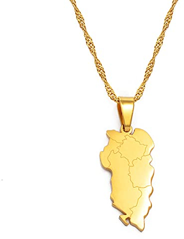 Karte Halskette - Trend Ige Ethnische Reize Albanien Karte Region Anhänger Halsketten, Albanische Schmuck Dünne Kette, Hiphop Einzigartige Personal Isierte Alltägliche Accessoires Für Männer Mä