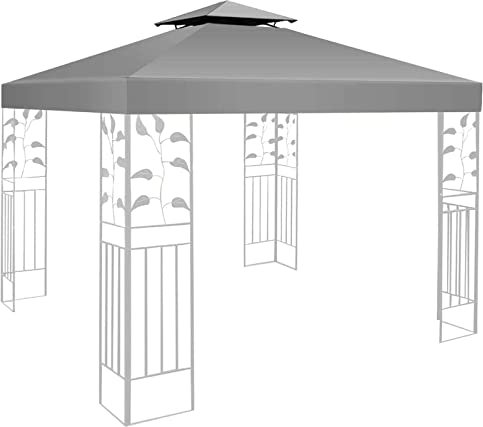 Gazebo canopy replacement covers 3m x 3m,Outdoor Waterproof Canopy,with 2 Tier Roof,Patio Top Canopy, Garden Party Tent (TOP ONLY)