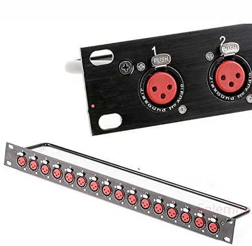 Rack Patch Panel 8 12 16 Way XLR Female Canon Connnector 1U Flight Case Mount For Professional Loudspeaker Audio Cable Dj Mixer (Bundle : 1U-16 way)
