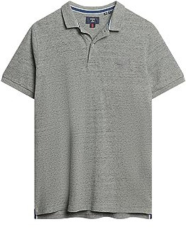 Superdry Herren Polo LISO Kapuzenpullover, Flint Steel Grit, XL