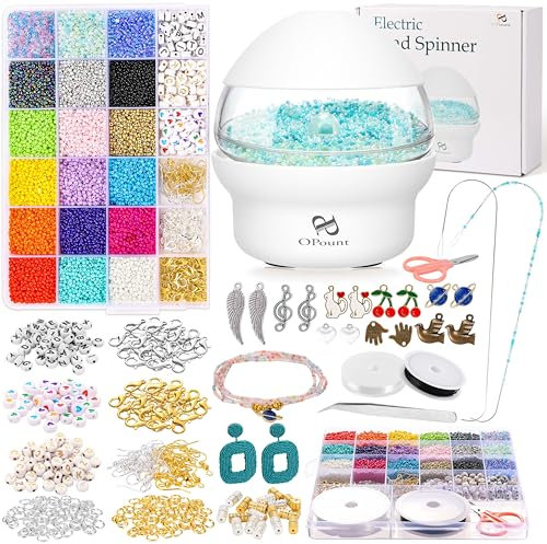 PP OPOUNT 18437 PCS Electric Bead Spinner Kit With Value Jewelry Set, for Seed and Waist Beads, Jewelry Making, Powered (Patent Product)