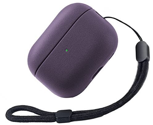 Teyomi TPU Hülle für AirPods Pro 2. Generation, Schutzhülle für Apple Airpods Pro 2 mit Handschlaufe, Leder-Touch-Design Airpods Pro 2 Case (Lila)