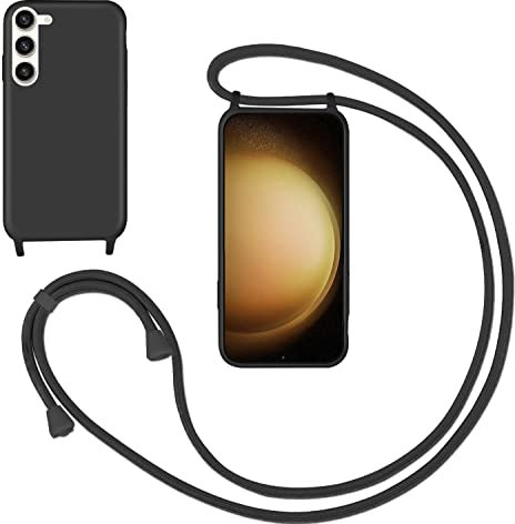 GoodcAcy Coque Cordon de Collier pour Samsung Galaxy S23,Collier pour Étui Colliers de cellulaire Mince Antichoc Réglable Lanyard Housse Liquide Silicone Case pour Samsung S23,Noir
