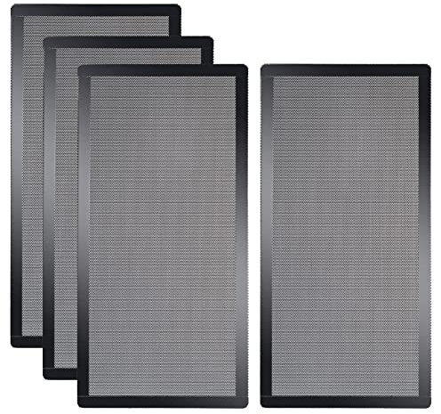 YSSHUI Staubschutzgitter, 240 x 120 mm, magnetischer Rahmen, Computerlüfter, PC-Kühlerfilter, staubdichte PVC-Abdeckung, Gitter, Schwarz, 4 Stück