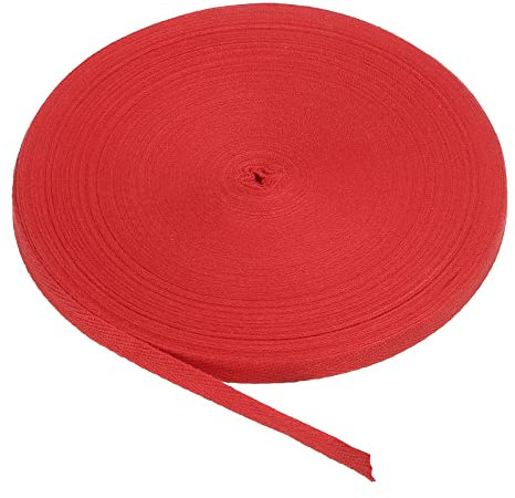 PATIKIL Baumwollband Baumwolle Gurtband 10mm x 45m, Schrägband Baumwoll Nahtband Köperband Saumband Einfassband Stoffband Webband zum Nähen für DIY Basteln Stricken, Leuchtendes Rot