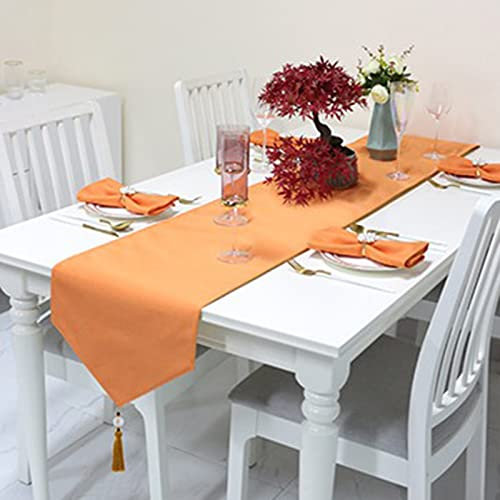 KnSam Tischläufer Frühling Modern, Plain Tischläufe Orange Tischdecke Elegante für Urlaub Party Hochzeit Bankett Restaurant Dekorat Geschenk, Tischläufer Baumwolle Polyester 35x228CM