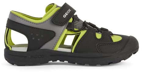 Geox Jungen J Vaniett Boy Sandal, Black Lime, 27 EU