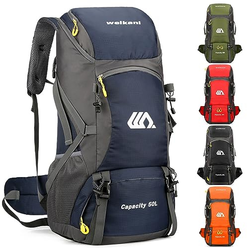 Favuit Wanderrucksack 30L, Herren Damen Trekkingrucksack Ultraleicht Faltbarer Reiserucksack Wandern Rucksack Klettern Tagesrucksack für Reisen Bergsteigen Camping Outdoor Reisen Sport(Blau)