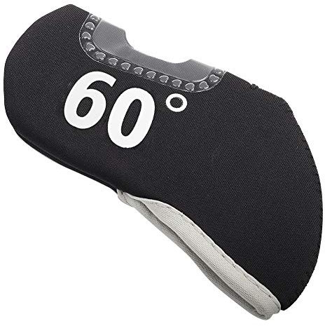 Dioche Club Head Covers Irons, Black Neoprene Window Irons Headcover Ball Head Protective Cover(60°)