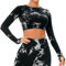 Yaavii Seamless Long Sleeve Gym Top for Women Workout Round Neck Crop Top Fitness Sports T Shirts with Thumb Hole