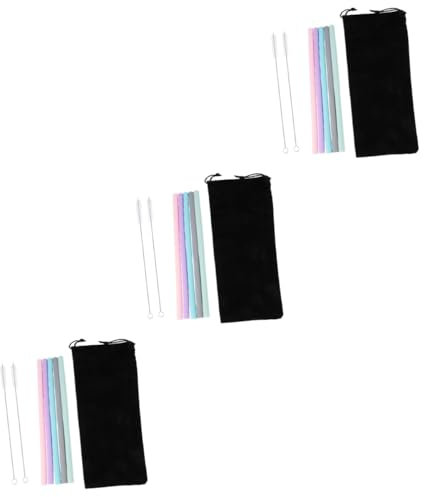 BESTonZON 24pièces Set De Silicone Réutilisables Pour Boissons Incluant Droites Brosses De Nettoyage Élégant Pour Soirées Restaurants Et Bars