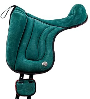 PIONEER Bareback-Reitsattel 50x45 aus Wildleder - Für natürliche Reitweise, Made in Italy - Polsterung aus Watte und Memory-Schaum - Bauchgurt aus Neopren - Schwarz