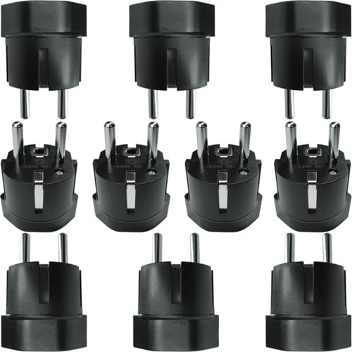 Enchufe Adaptador de Suiza/Liechtenstein a UE, Enchufe de 3 Clavijas de Suiza a Conector de 2 Clavijas Tipo DE/FR/IT/ES para Visitantes de Suiza/Liechtenstein (10 Piezas Negra)