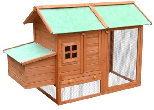 FENLAX Hühnerstall aus Massivem Kiefernholz 170x81x110 cm Braun Hühnerstall Holz Hühnerstall Winterfest Hühnerhaus Hühnerstall Hühner Gehege für Draußen Voliere Kleintierstall