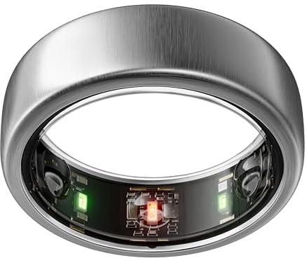 OURA Gen3 Horizon Smart-Ring - Größe 8, Brushed Titanium | Wearable für Schlaf-, Herzfrequenz- und Fitnesstracking - Bis zu 7 Tage Akkulaufzeit - iOS/Android - Bestimme Deine Größe vor dem Kauf