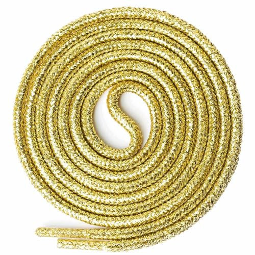 Olukssck 2 Paia Lacci Glitter Metallici, Premium Rotondi Stringhe Scarpe per Sneakers, Scarpe Sportive, Scarpe da Corsa, Stivali, per Adulti e Bambini, Oro Chiaro, 140cm