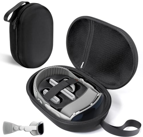 CoBak Hart Tasche Schalenkoffer für Vision Pro Carrying Case - Kompaktes Design, mehrere Fächer für Apple VR Headset und Zubehör, Reisen mit Schutz, Schwarz