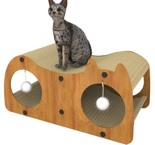 Casa para Gatos con Tablero Rascador para Gatos - Casa De Cartón para Gatos 2 En 1 - Casa para Gatos con Rascador | Tablero Rascador para Gatos, Poste Rascador para Gatos De Interior