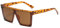 Long Keeper Übergroße Sonnenbrille mit flacher Oberseite, quadratische Sonnenbrille für Damen und Herren, verspiegelt, randlos, großer Rahmen, modische Schattierungen, UV400-Schutz, Leopardenrahmen,