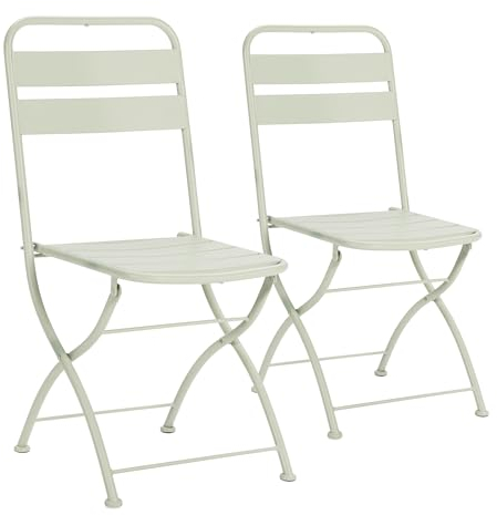 HOMN LIVING Packung mit 2 klappbaren Gartenstühlen aus Metall in Grün
