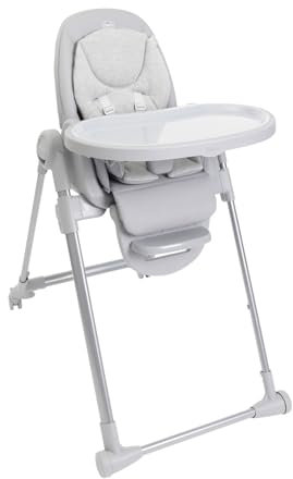 Chicco Polly Armonia Kinderhochstuhl für Babys von Geburt bis 40 kg, 9 Höhenstufen, 3 Neigungspositionen, verstellbarer Fußstütze, Hochstuhl 3in1, Kompakt verstaubar, 4 Räder, Modernes Design,Hellgrau