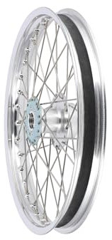 Speichenrad 1,6 x 17 für Scheibenbremse, Alufelge poliert, eloxiert + Edelstahlspeichen - Simson S53, S83, MS50
