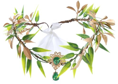Grüner Haarreif mit Blättern, Kunststoff, für Hochzeit und Cosplay