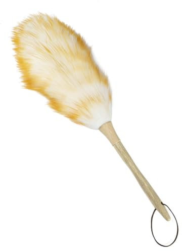 Balrbex Staubwedel Aus Lammwolle mit Massivem Holzgriff, Flexiblem Kopf, Antistatisch, für BüRo, Zuhause und Auto Usw.