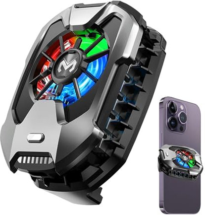 Enfriador de teléfono celular, ventilador de enfriamiento de teléfono celular - Enfriador RGB ajustable de 3 engranajes para teléfono - Enfriador rápido de teléfono celular portátil, ventilador negro
