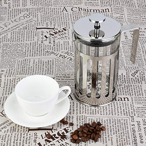 Headerbs French Press Coffee Maker, Heat Resistant Glass, Stainless Steel Lid, Anti Slip Handle, Rubber Spout Filter Net, for Home, Office or On the Go (350ML)