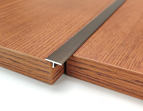 Raouoae 3 Stück*90cm Türleiste Verbindungs Abdeckleiste T Profil Übergangsschiene Boden Winkelprofil Anpassungsprofil Übergangsleiste Flach Für Holzböden(Roségold,Breite 6mm)