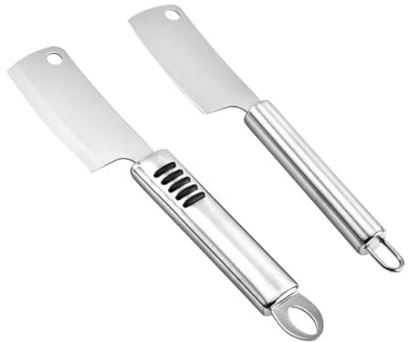 SHOWERORO 2pièces Spatule De Cuisine Acier Inoxydable Couteau à Découper Et Spatule à Fromage Mini Couperet Suspension