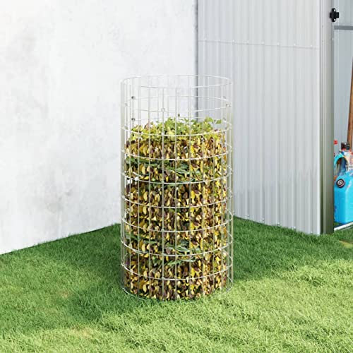 Brokky Compostiera da Giardino Ø50x100 cm in Acciaio Zincato-Compostiera per Compost con Griglie di Metallo per Il compostaggio Aperto
