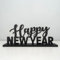 ebenkunst | Silvesterdeko - Happy New Year Schriftzug | 35.5 x 14.4 cm Tischdekoration aus Holz, Schwarz, 10mm stark, Neujahrs-Aufstelldeko innen, Fensterbild