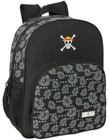 Safta ONE PIECE PIRATES - Mochila Escolar Niño, Mochila Infantil, Adaptable a Carro, Ideal para Niños en Edad Escolar, Cómoda y Versátil, Calidad y Resistencia, 32x12x38 cm