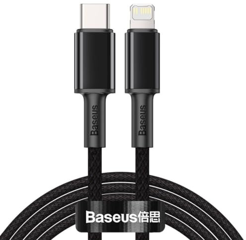 Baseus Câble d'alimentation et de données PD tressé haute densité 20 W 1 m Câble d'alimentation et de données durable (480 Mbps) pour Apple iPhone 14 Pro Max, 13, 12, 11, XS, XR, X, 8 Plus, 7, 6s et