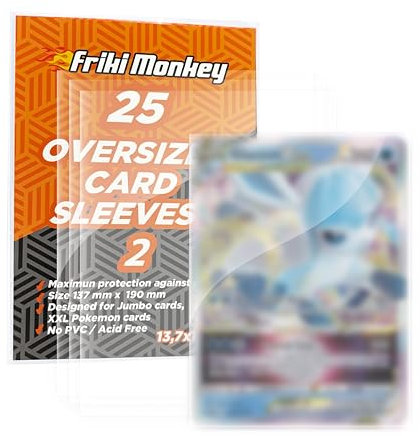 Card Sleeves für Jumbo-Karten, Kartenhüllen, Kartenhüllen in der Größe 137 x 190 mm, Jumbo-Größe, kompatibel mit Pokemon Promo, Schutzhülle für Karten, 25 Stück