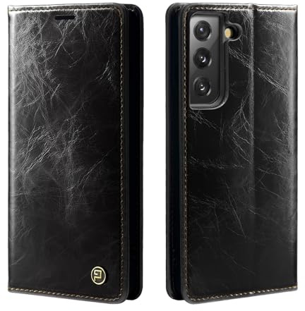 phase9 Handyhülle für Samsung Galaxy S23 Klapphülle Magnetverschluss RFID-Schutz Kartenfächer Geldfach Standfunktion Vintage Schutzhülle Schwarz