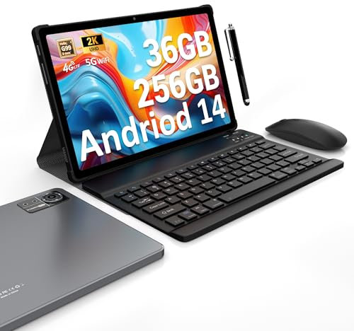 DEEMWOLF Tablet 11 Inch Android 14 Tablet With sim Card Slot,Gaming/Office Tablets 5G WiFi,Octa-Core,36GB RAM+256GB ROM (TF 1TB)/9580mAh/20W/13+8MP/Face ID/TÜV/GMS/BT5.0/3-Year Warranty,Grey